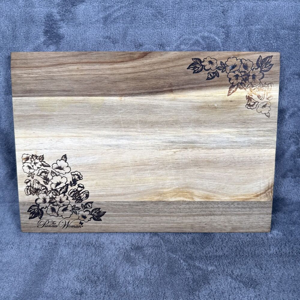 Pioneer Woman Floral Wooden Cutting Board Rectangle 13" x 9 1/8"